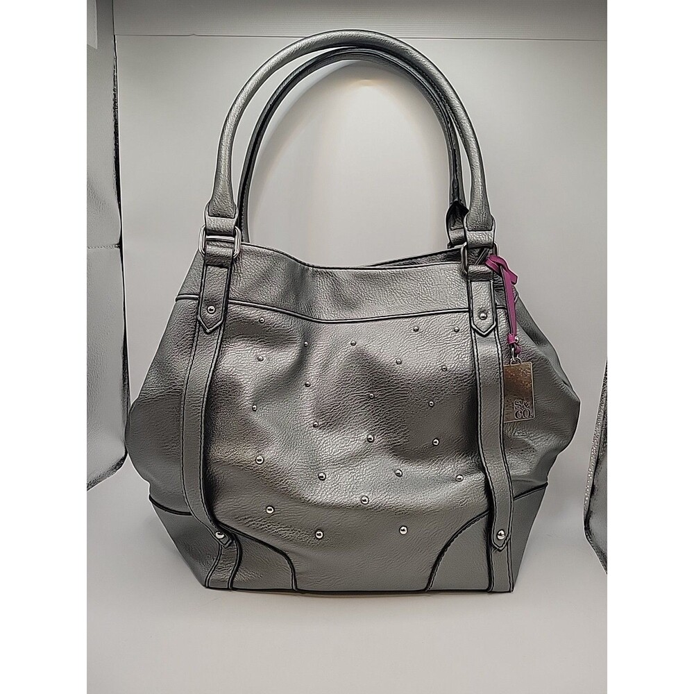 Style & Co. Studded Silver Top Handle Bag Women's Double Handles Silver Hardware